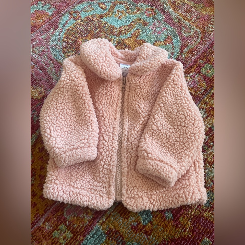 Carters Child Of Mine 0-3 month Cozy Pink Sherpa baby girl Coat